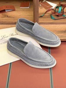 МУЖСКИЕ ЛЕТНИЕ ЛОФЕРЫ LORO PIANA СЕРЫЕ