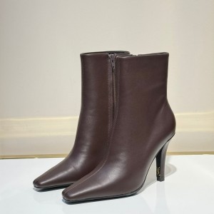ЖЕНСКИЕ КОЖАНЫЕ БОТИЛЬОНЫ SAINT LAURENT ШОКОЛАДНЫЕ