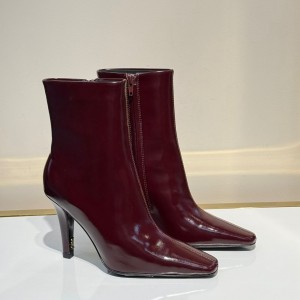 ЖЕНСКИЕ КОЖАНЫЕ БОТИЛЬОНЫ SAINT LAURENT БОРДОВЫЕ