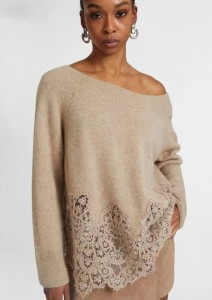 ЖЕНСКИЙ КАШЕМИРОВЫЙ СВИТЕР ERMANNO SCERVINO БЕЖЕВЫЙ