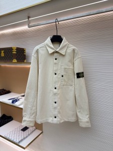 МУЖСКАЯ ВЕЛЬВЕТОВАЯ РУБАШКА STONE ISLAND МОЛОЧНАЯ