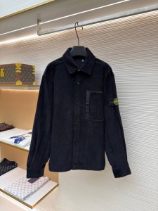 МУЖСКАЯ ВЕЛЬВЕТОВАЯ РУБАШКА STONE ISLAND ЧЕРНАЯ
