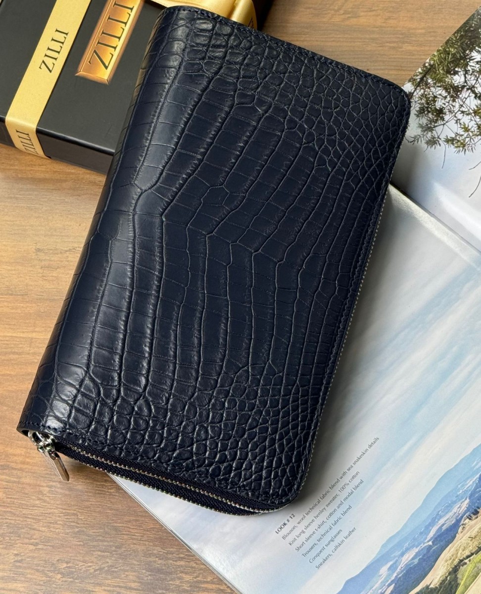 Портмонэ Zilli из кожи крокодила синий Портмонэ Zilli из кожи крокодила синий