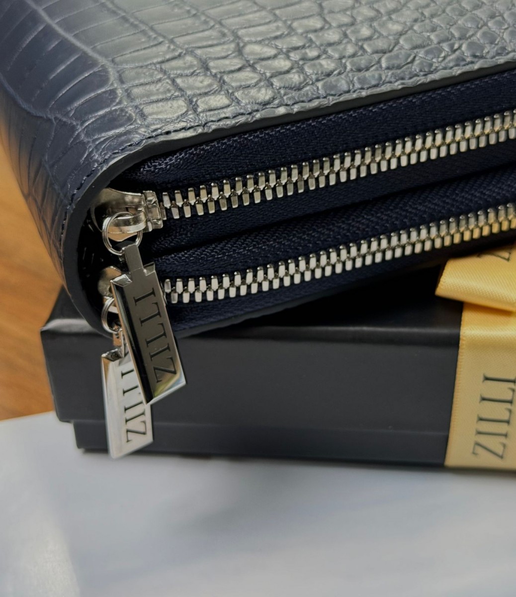 Портмонэ Zilli из кожи крокодила синий Портмонэ Zilli из кожи крокодила синий