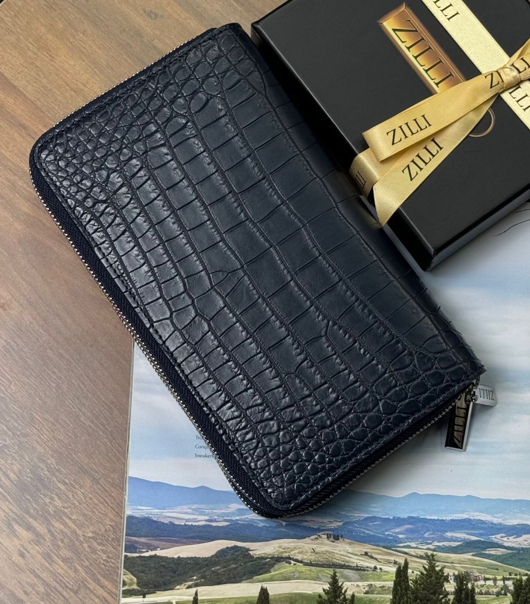 Портмонэ Zilli из кожи крокодила синий Портмонэ Zilli из кожи крокодила синий