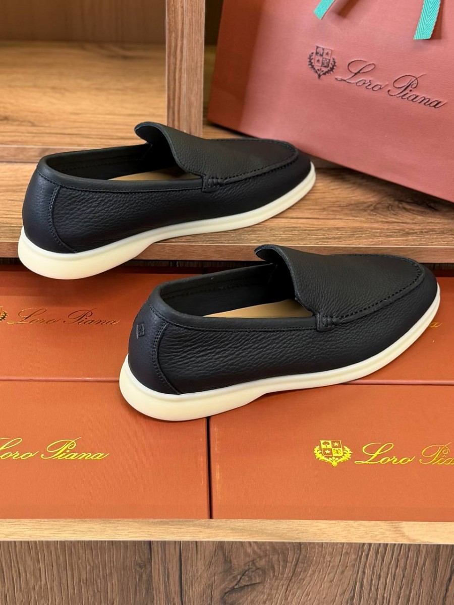 МУЖСКИЕ КОЖАНЫЕ ЛОФЕРЫ LORO PIANA ЧЕРНЫЕ МУЖСКИЕ КОЖАНЫЕ ЛОФЕРЫ LORO PIANA ЧЕРНЫЕ