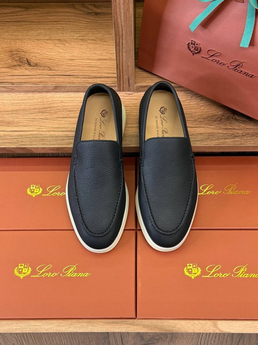 МУЖСКИЕ КОЖАНЫЕ ЛОФЕРЫ LORO PIANA ЧЕРНЫЕ МУЖСКИЕ КОЖАНЫЕ ЛОФЕРЫ LORO PIANA ЧЕРНЫЕ