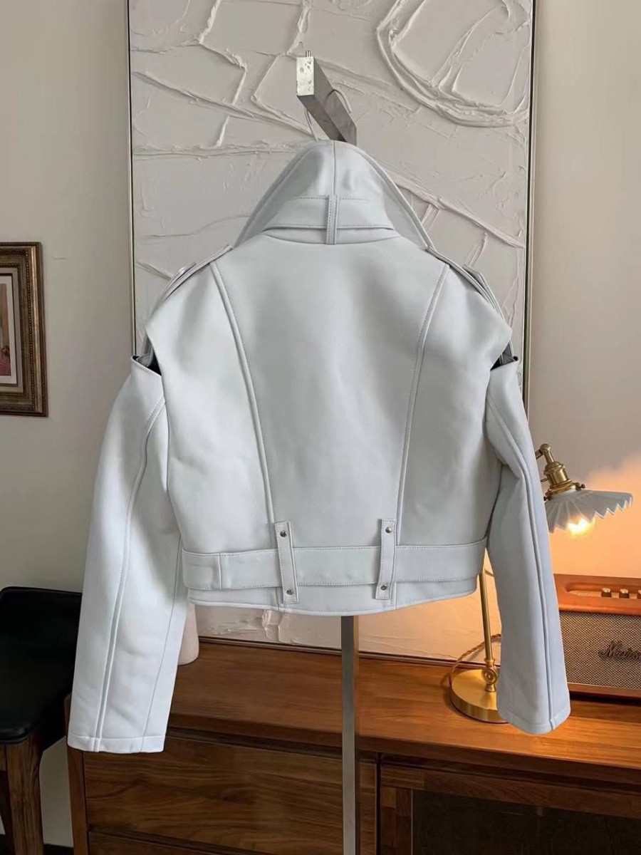 ЖЕНСКАЯ КОЖАНАЯ КУРТКА BALENCIAGA БЕЛАЯ ЖЕНСКАЯ КОЖАНАЯ КУРТКА BALENCIAGA БЕЛАЯ