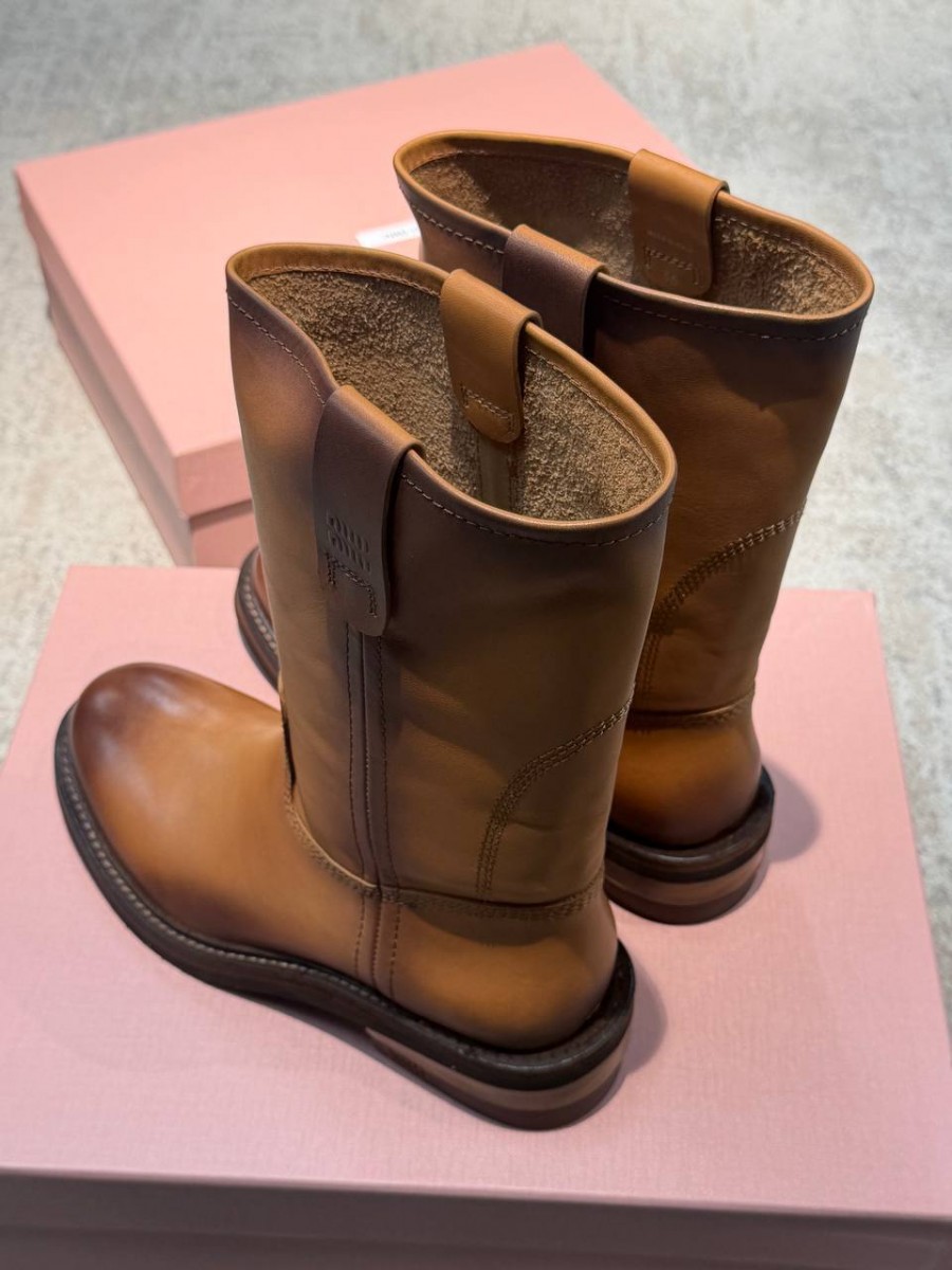ЖЕНСКИЕ КОЖАНЫЕ БОТИНКИ MIU MIU КОРИЧНЕВЫЕ ЖЕНСКИЕ КОЖАНЫЕ БОТИНКИ MIU MIU КОРИЧНЕВЫЕ