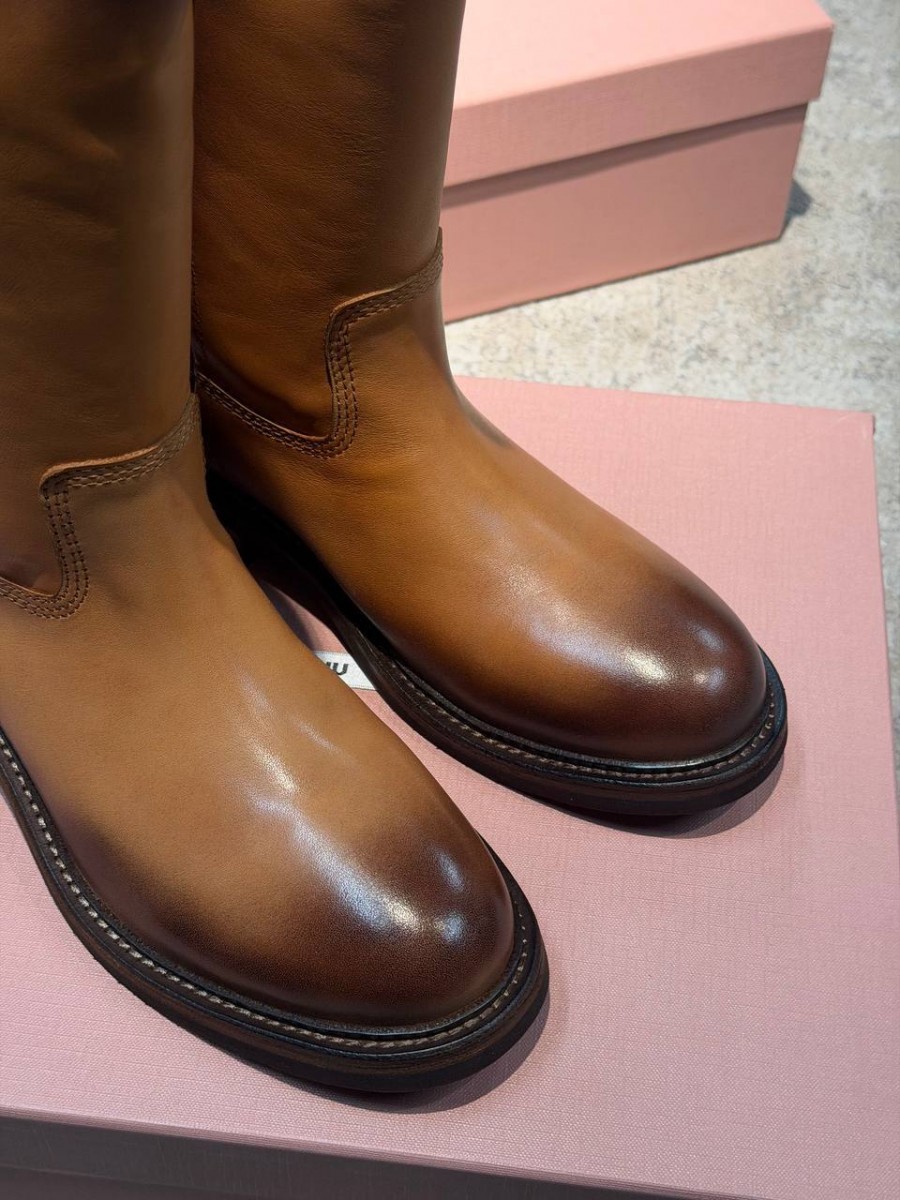ЖЕНСКИЕ КОЖАНЫЕ БОТИНКИ MIU MIU КОРИЧНЕВЫЕ ЖЕНСКИЕ КОЖАНЫЕ БОТИНКИ MIU MIU КОРИЧНЕВЫЕ