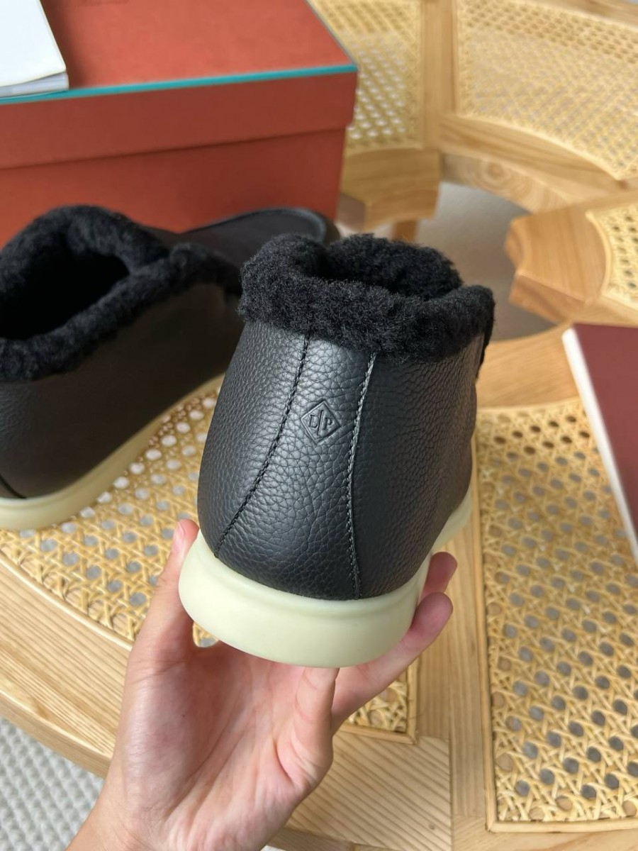 МУЖСКИЕ КОЖАНЫЕ БОТИНКИ С МЕХОМ LORO PIANA ЧЕРНЫЕ МУЖСКИЕ КОЖАНЫЕ БОТИНКИ С МЕХОМ LORO PIANA ЧЕРНЫЕ
