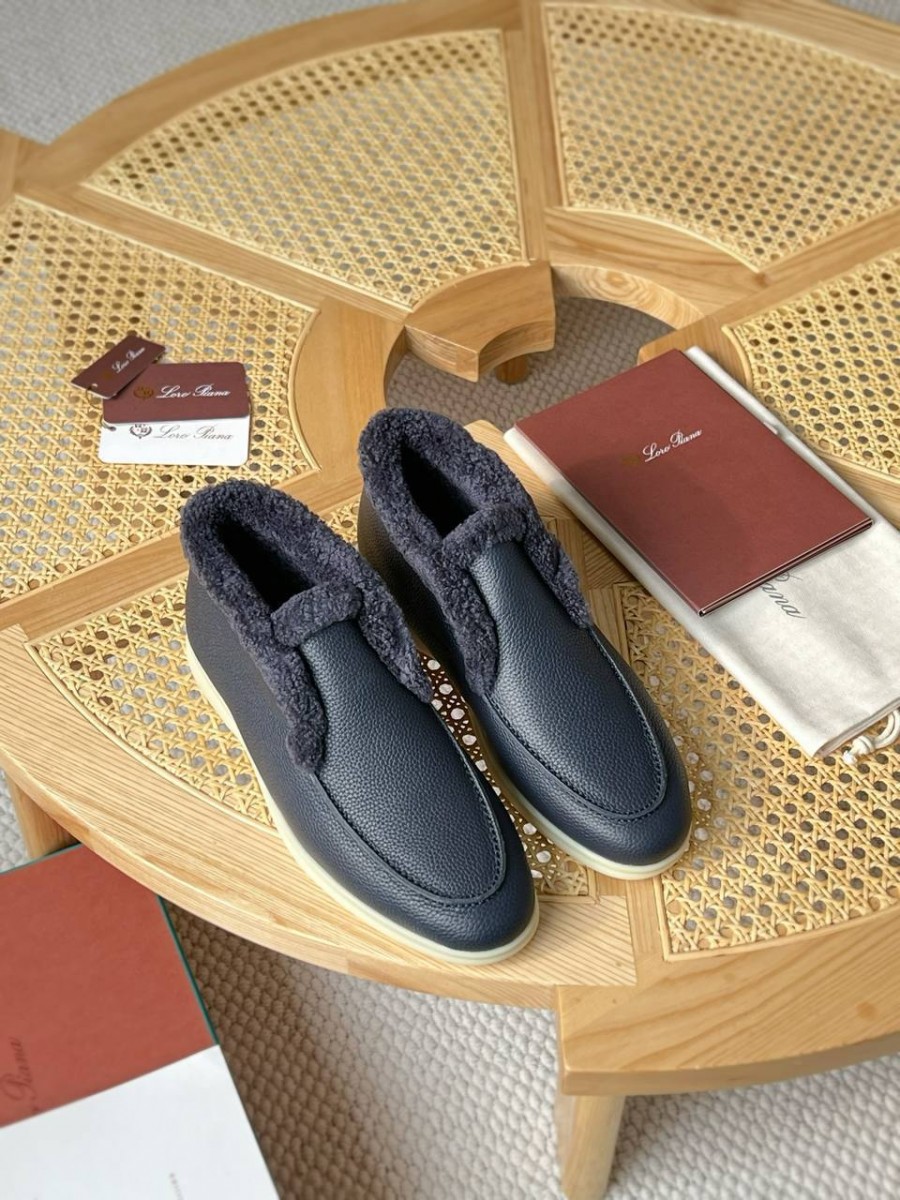 МУЖСКИЕ КОЖАНЫЕ БОТИНКИ С МЕХОМ LORO PIANA СИНИЕ МУЖСКИЕ КОЖАНЫЕ БОТИНКИ С МЕХОМ LORO PIANA СИНИЕ