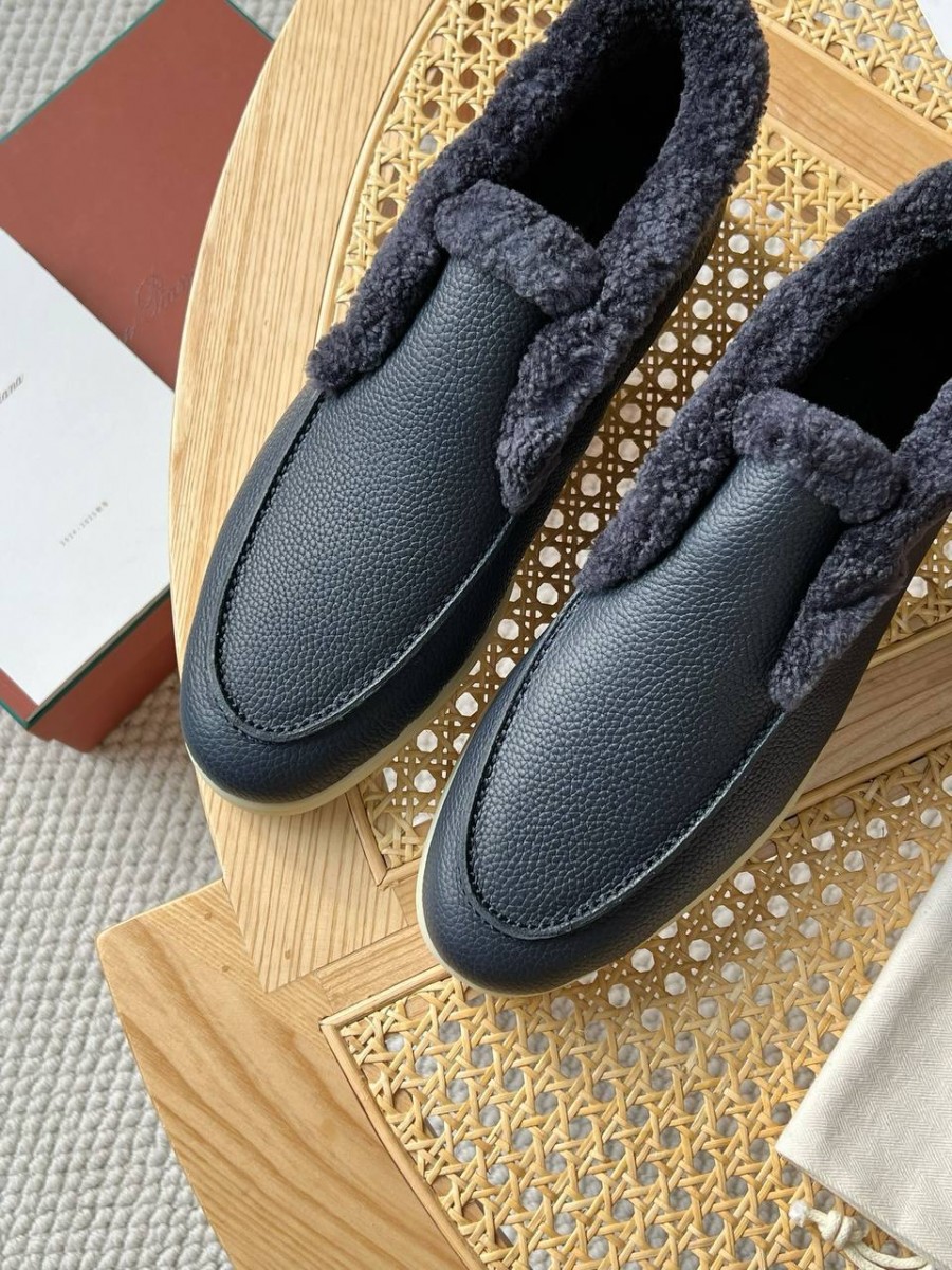 МУЖСКИЕ КОЖАНЫЕ БОТИНКИ С МЕХОМ LORO PIANA СИНИЕ МУЖСКИЕ КОЖАНЫЕ БОТИНКИ С МЕХОМ LORO PIANA СИНИЕ