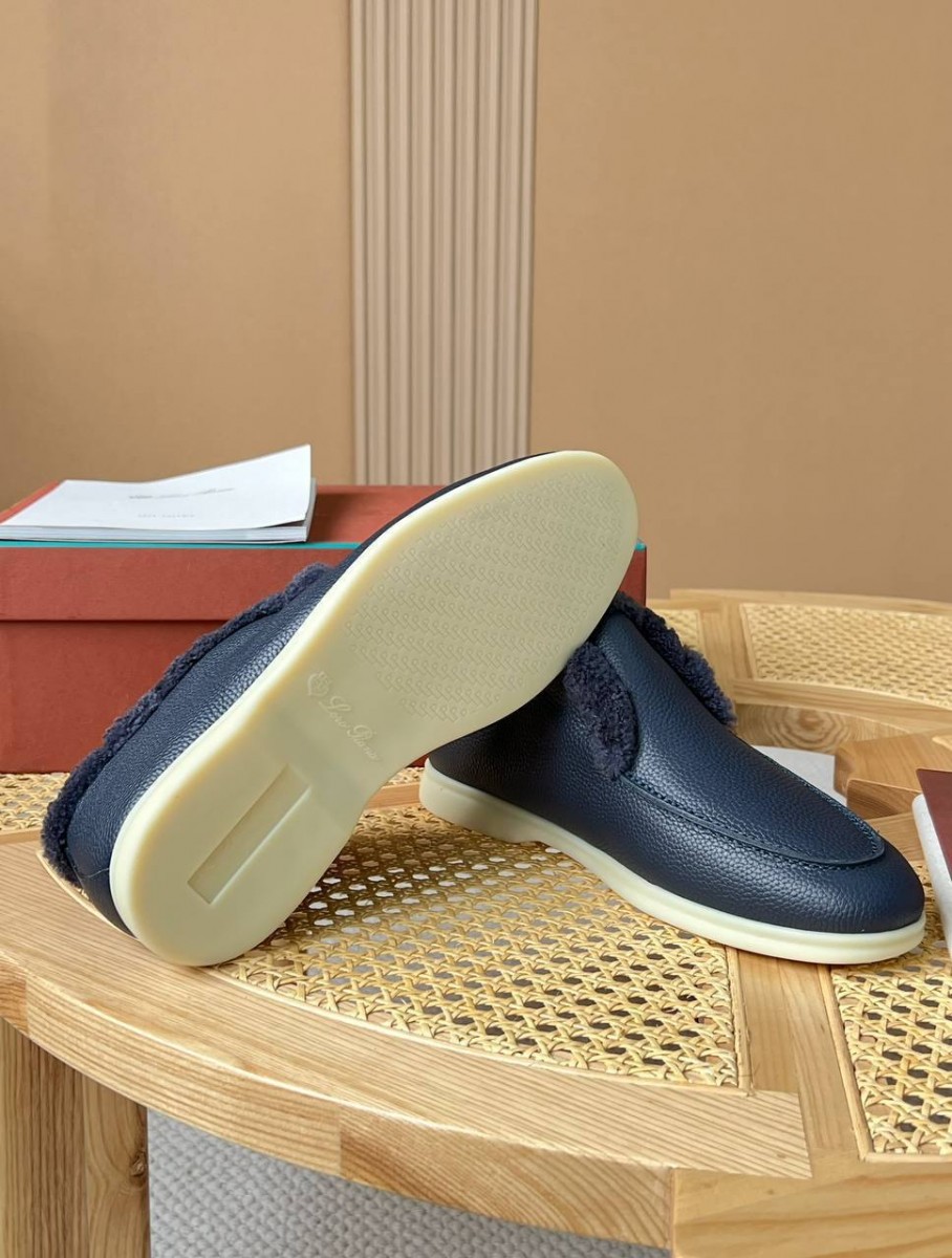 МУЖСКИЕ КОЖАНЫЕ БОТИНКИ С МЕХОМ LORO PIANA СИНИЕ МУЖСКИЕ КОЖАНЫЕ БОТИНКИ С МЕХОМ LORO PIANA СИНИЕ