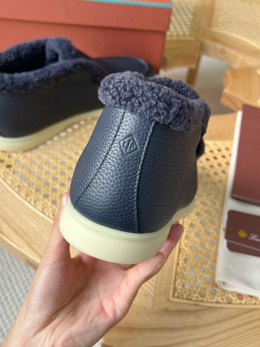 МУЖСКИЕ КОЖАНЫЕ БОТИНКИ С МЕХОМ LORO PIANA СИНИЕ МУЖСКИЕ КОЖАНЫЕ БОТИНКИ С МЕХОМ LORO PIANA СИНИЕ