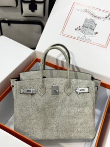 Vintage Hermes Birkin 30 White Dalmatian Buffalo