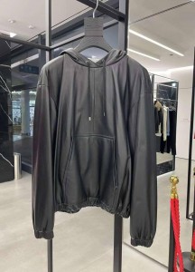 Кожанный худи Saint Laurent