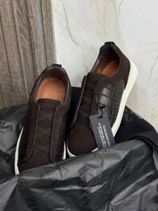 Кеды с теснением под крокодила  Zegna