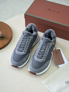 Мужские  кроссовки на меху Loro Piana серые