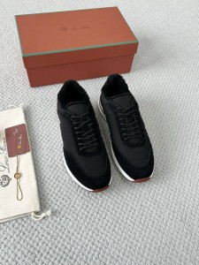 Мужские кроссовки на меху Loro Piana черные