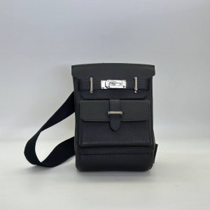 Мужская сумка мини слинг Hermes черная