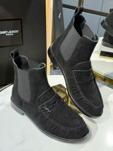 Женские замшевые ботинки Saint Laurent черные