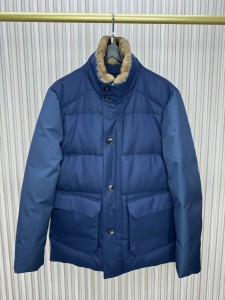 Мужской кашемировый пуховик Kiton синий