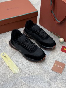 Мужские кроссовки на меху Loro Piana черные