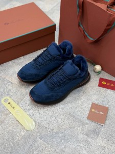 Мужские кроссовки на меху Loro Piana синие