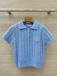 Женское поло Christian Dior голубое