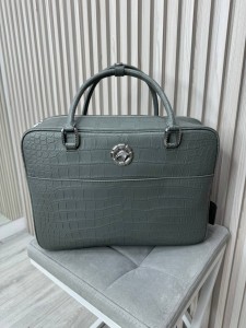 Портфель из кожи крокоидла Stefano Ricci серая