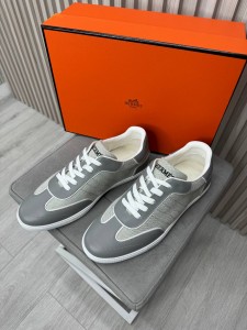 Мужские кеды Hermes серые