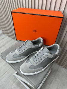 Мужские кеды Hermes серые