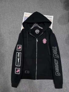 Женское худи на молнии Chrome Hearts черное