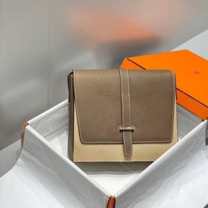 Мужская сумка мессенджер Hermes бежевая