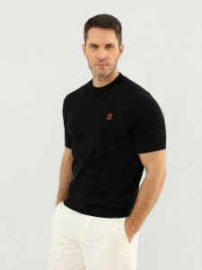 Мужская трикотажная футболка Brunello Cucinelli черная