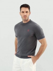 Мужская трикотажная футболка Brunello Cucinelli серая