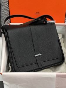 Мужская сумка мессенджер Hermes черная