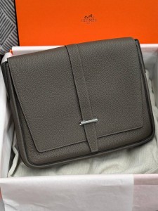 Мужская сумка мессенджер Hermes серая