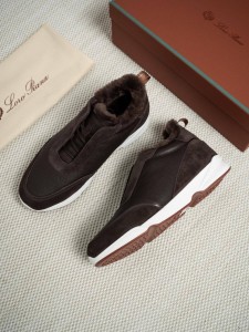 Мужские кроссовки на меху Loro Piana шоколадные Мужские кроссовки на меху Loro Piana шоколадные