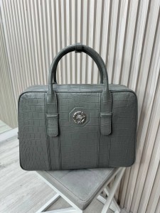 Мужской портфель из коди крокодила Stefano Ricci серый