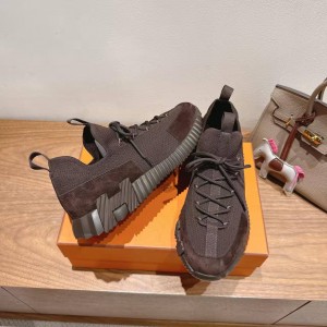 Мужские кроссовки Hermes шоколадные