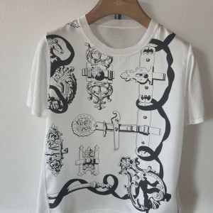 Женская трикотажная футболка Hermes белая