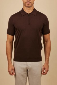Мужское поло Stefano Ricci коричневое
