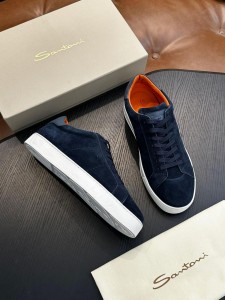 Мужские замшевые кеды Santoni синие