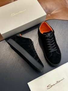 Мужские замшевые кеды Santoni черные