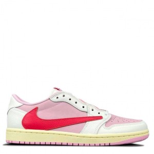 Женские кеды Travis Scott X Air Jordan 1 OG Sail Tropical Pink Женские кеды Travis Scott X Air Jordan 1 OG Sail Tropical Pink