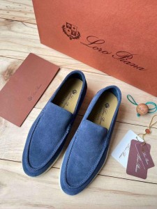 Мужские замшевые лоферы Loro Piana cиние