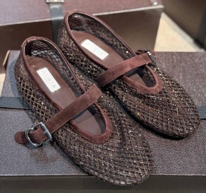 ЖЕНСКИЕ БАЛЕТКИ ALAIA ШОКОЛАДНЫЕ В СЕТКУ