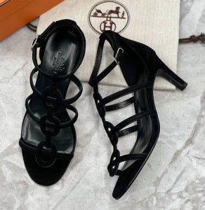 ЧЕРНЫЕ ЗАМШЕВЫЕ БОСОНОЖКИ HERMES MAGIC 70